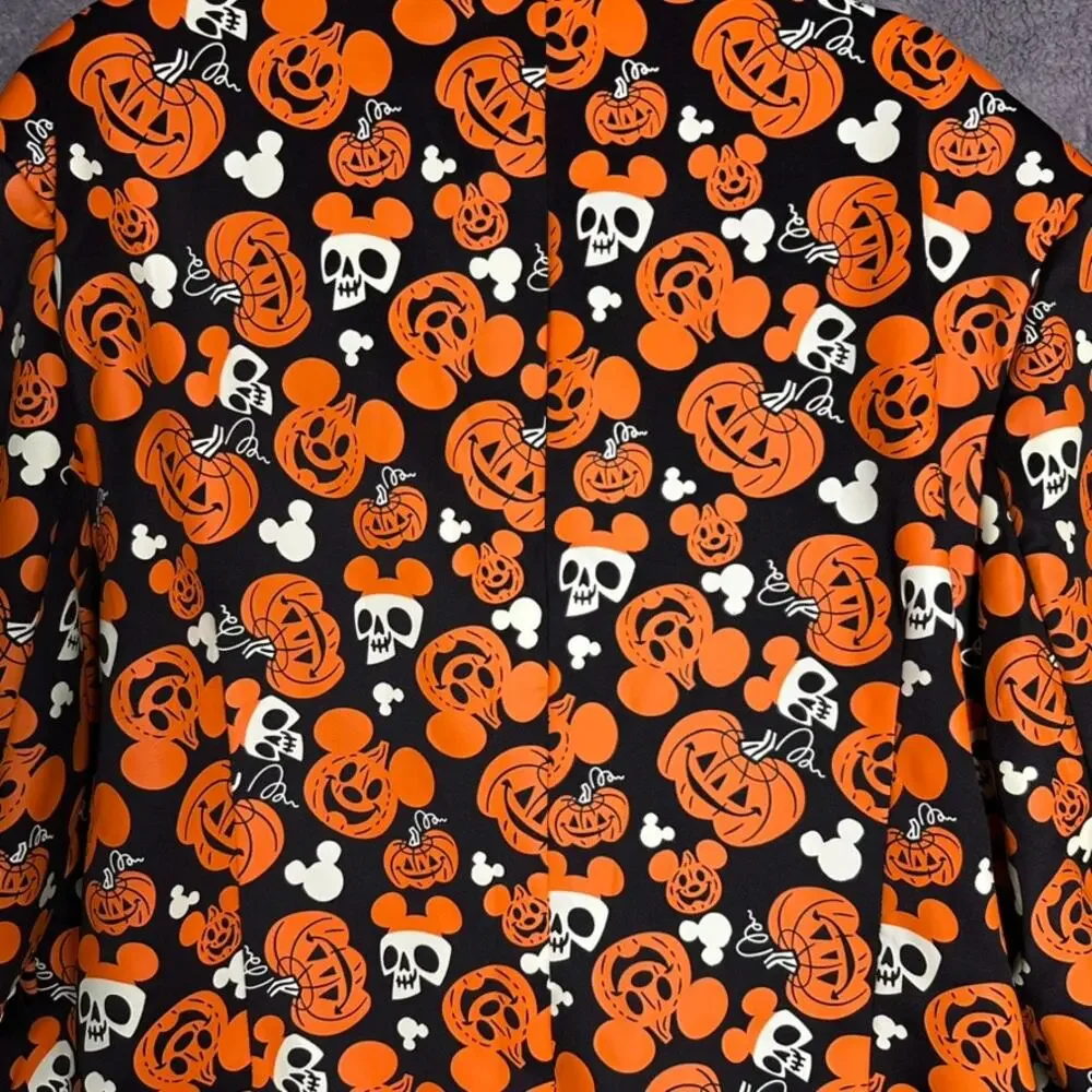Disney NWOT Men's L/XL Halloween Glow in the Dark Blazer Pumpkin Design Bow Tie